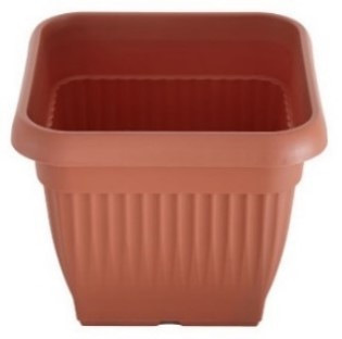 Négyszögletes virágcserép bordázott Ø28cm terracotta