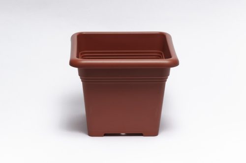 Talpas négyszögletes virágcserép sima falú 19 cm terracotta