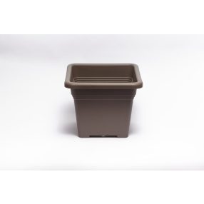 Talpas négyszögletes virágcserép sima falú 14 cm taupe