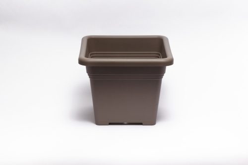 Talpas négyszögletes virágcserép sima falú 28 cm taupe