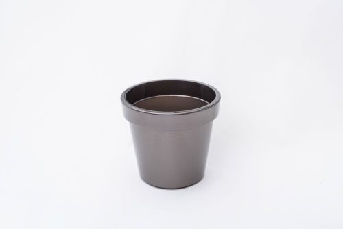 Metál fényű műanyag kaspó 19 cm steel