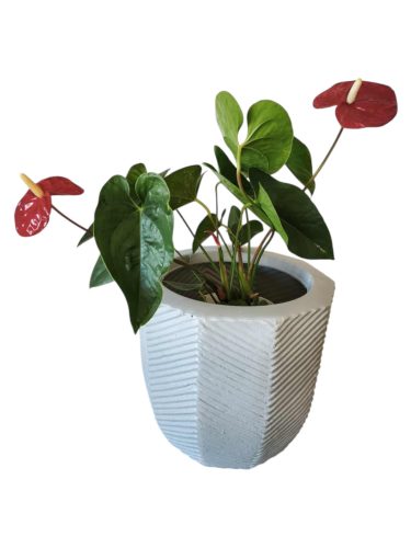 Fúvott cserép beton hatású sokszögletű 29 cm szürke